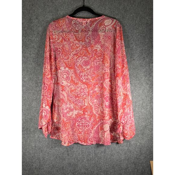 VTG TGM Top Women 18/20 Pink Semi Sheer Paisley Print Whimsical Fairy Boho Y2K - Picture 8 of 9